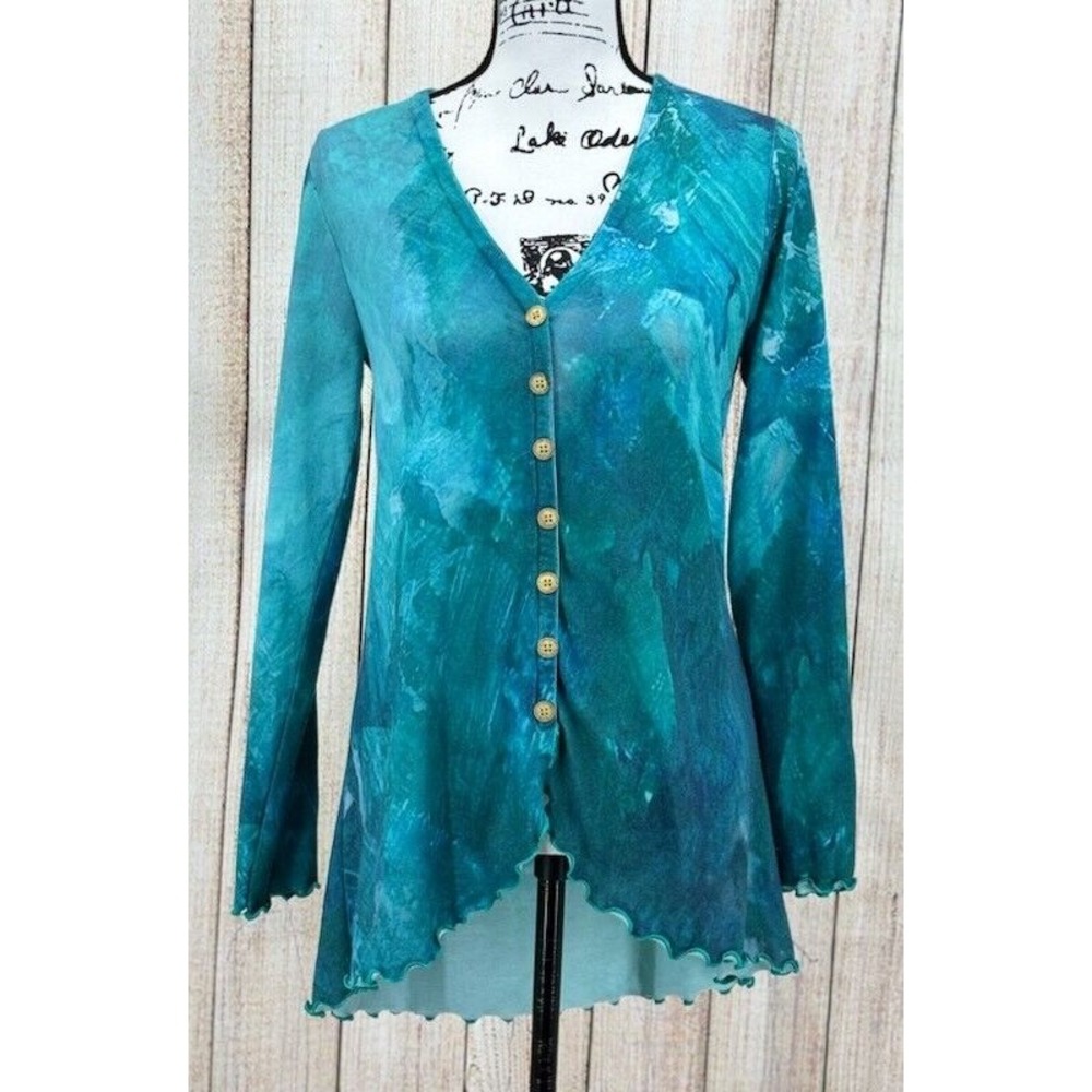 Soft Surroundings Tunic Size XS Multicolor‎ Watercolor Top Long Sleeve V-Neck